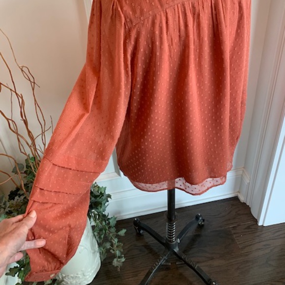 Loft NWT Clip Spot Sheer Boho Top - Picture 5 of 11